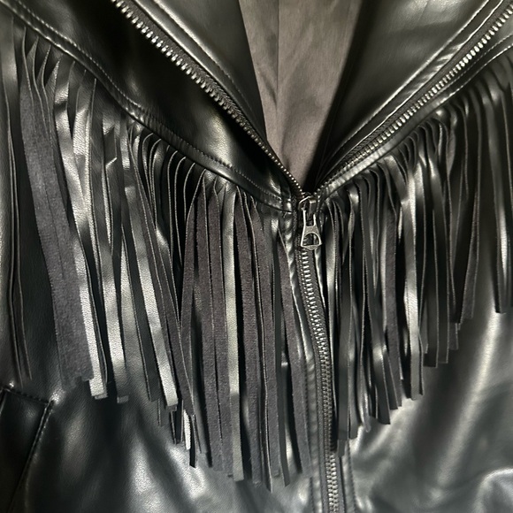 Torrid Black faux Leather Fringe Jacket - Picture 2 of 5